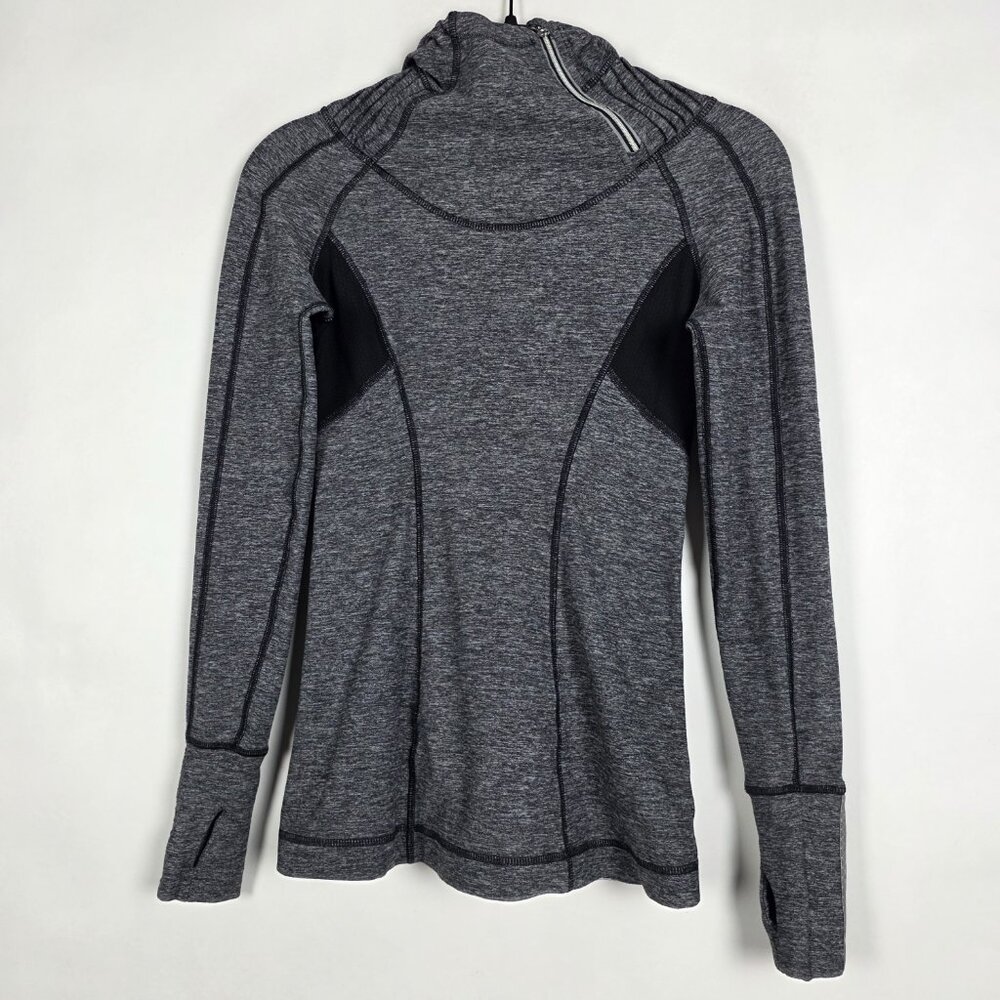Lululemon 1/4 Zip Stretch Activewear Running Womens Size 2 Gray Pullover Hoodie